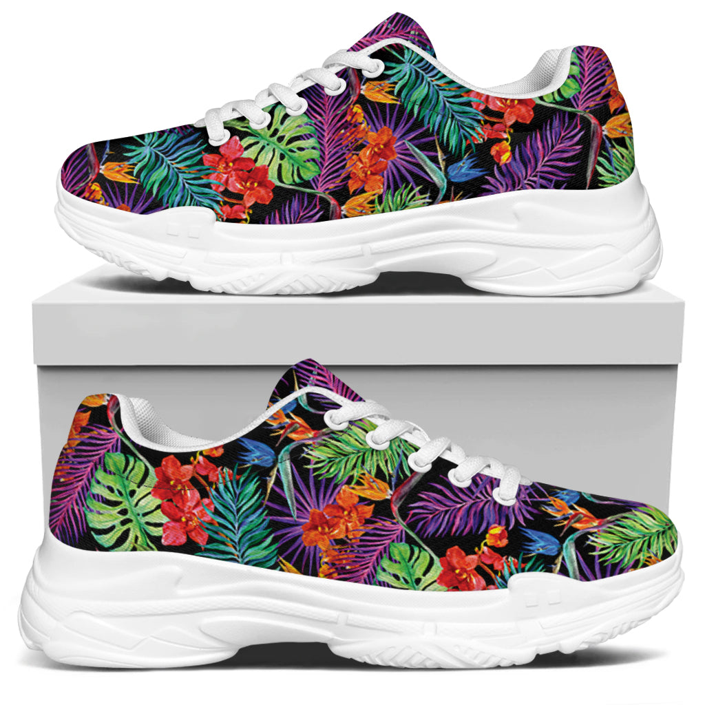 Tropical Hawaiian Jungle Print White Chunky Shoes