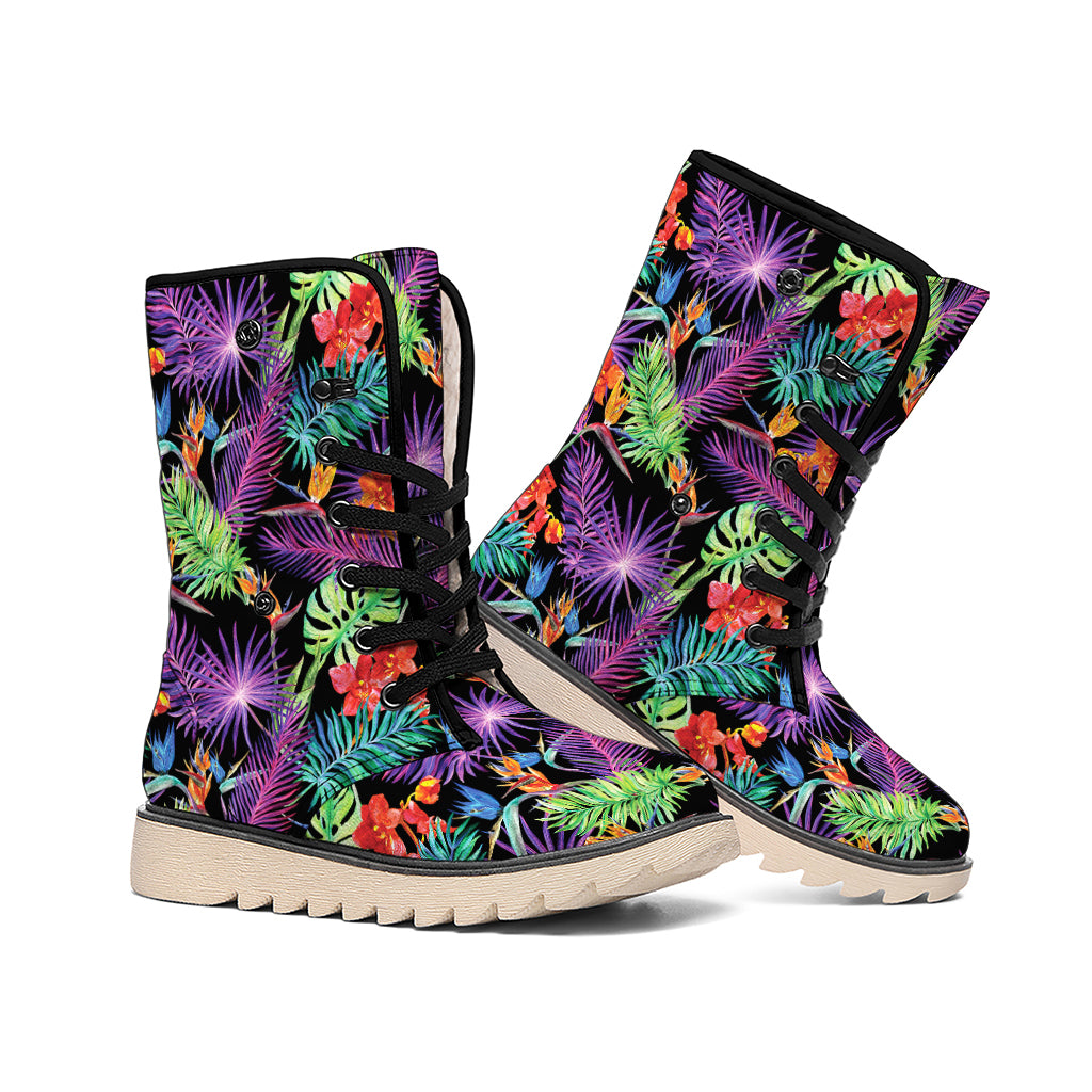 Tropical Hawaiian Jungle Print Winter Boots