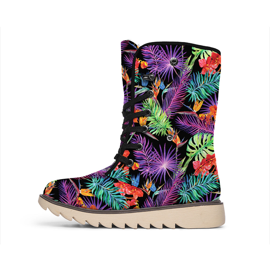 Tropical Hawaiian Jungle Print Winter Boots