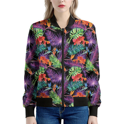 Tropical Hawaiian Jungle Print Women's Bomber Jacket