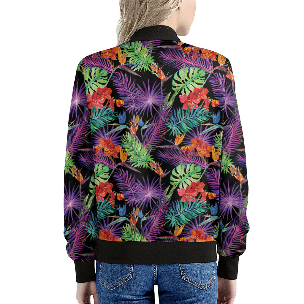 Tropical Hawaiian Jungle Print Women's Bomber Jacket