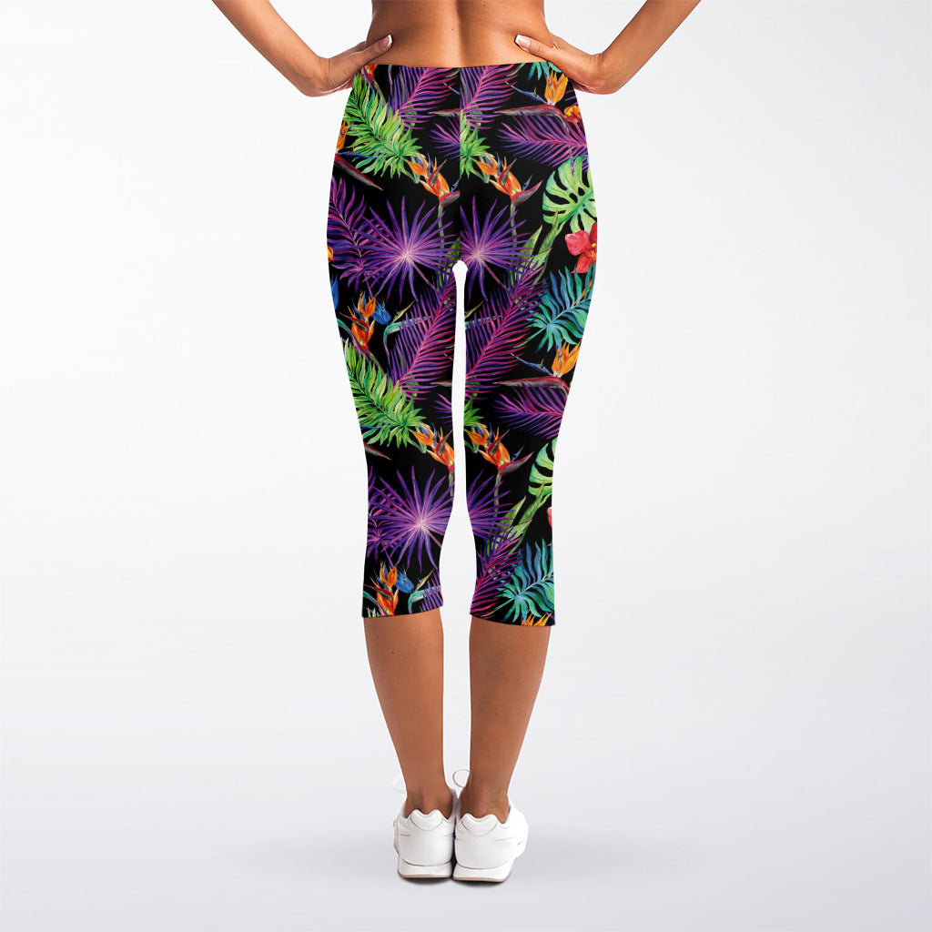 Tropical Hawaiian Jungle Print Women's Capri Leggings