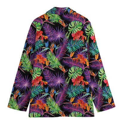 Tropical Hawaiian Jungle Print Women's Cotton Blazer