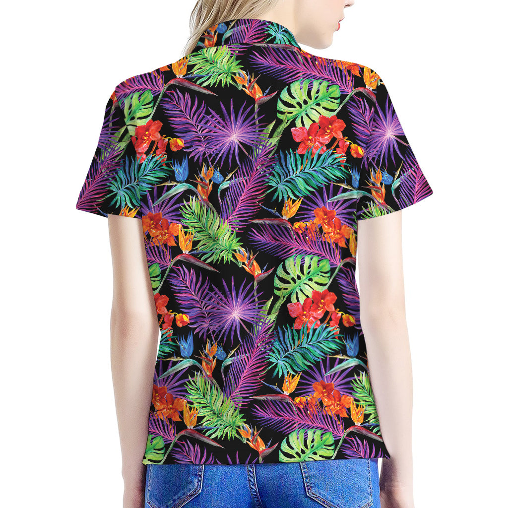 Tropical Hawaiian Jungle Print Women's Polo Shirt
