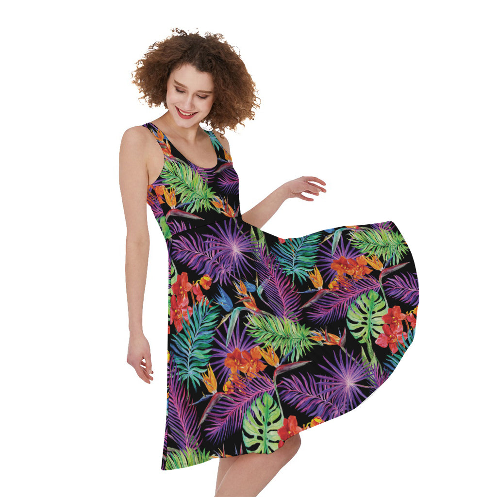 Tropical Hawaiian Jungle Print Women's Sleeveless Dress