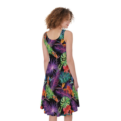 Tropical Hawaiian Jungle Print Women's Sleeveless Dress