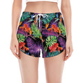 Tropical Hawaiian Jungle Print Women's Split Running Shorts