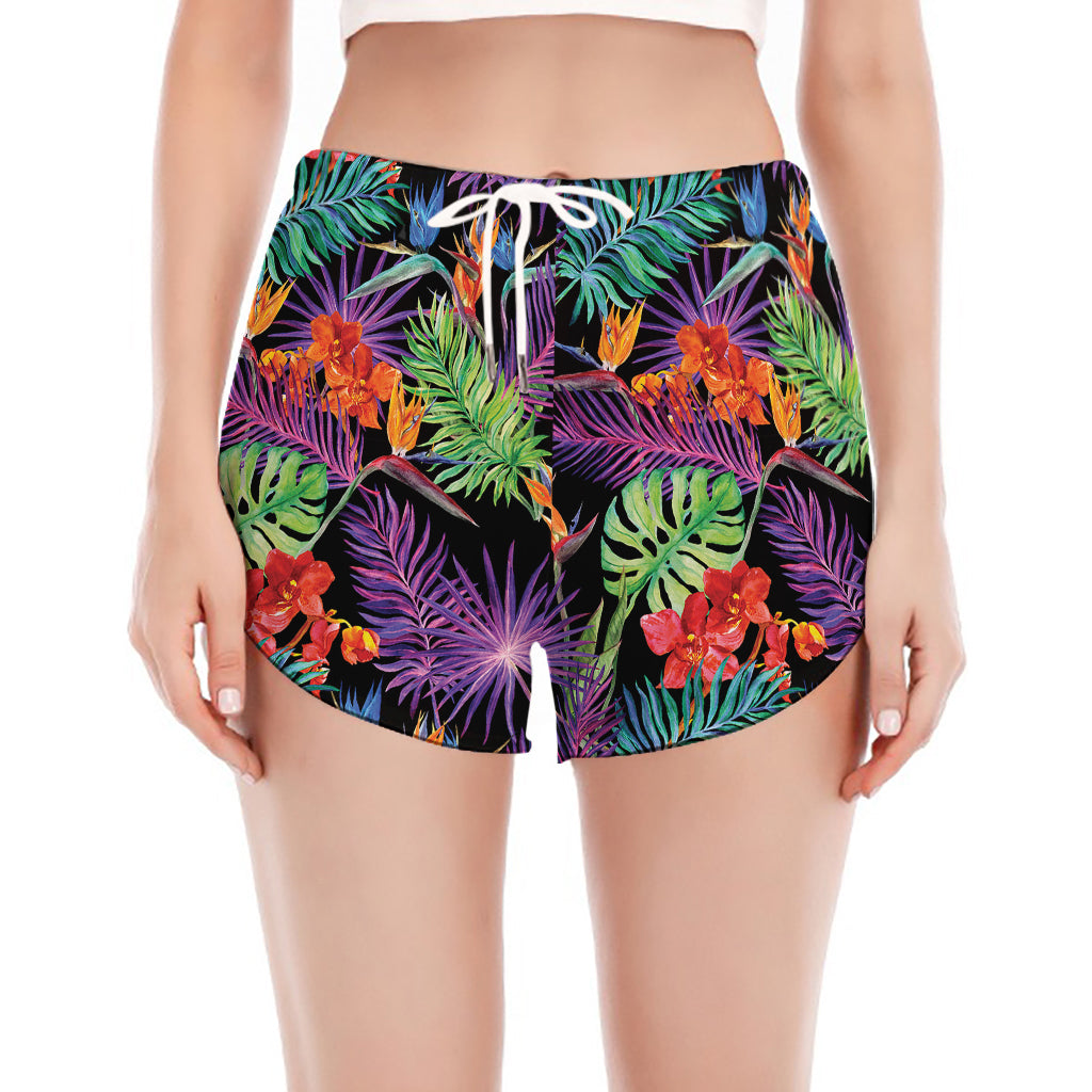Tropical Hawaiian Jungle Print Women's Split Running Shorts
