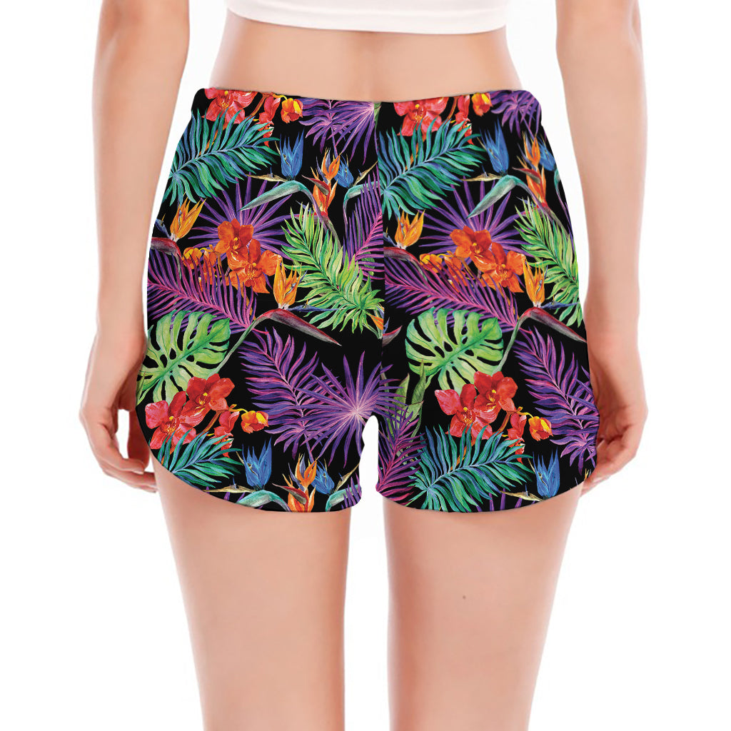 Tropical Hawaiian Jungle Print Women's Split Running Shorts