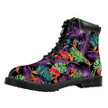 Tropical Hawaiian Jungle Print Padded Collar Lace Up Boots