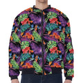 Tropical Hawaiian Jungle Print Zip Sleeve Bomber Jacket