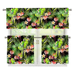 Tropical Hawaiian Parrot Pattern Print 3 Piece Kitchen Curtains