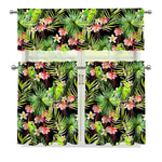 Tropical Hawaiian Parrot Pattern Print 3 Piece Kitchen Curtains