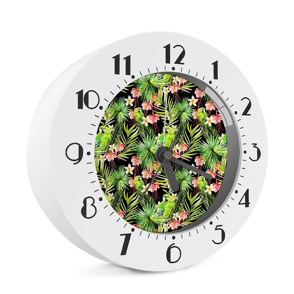 Tropical Hawaiian Parrot Pattern Print Alarm Clock