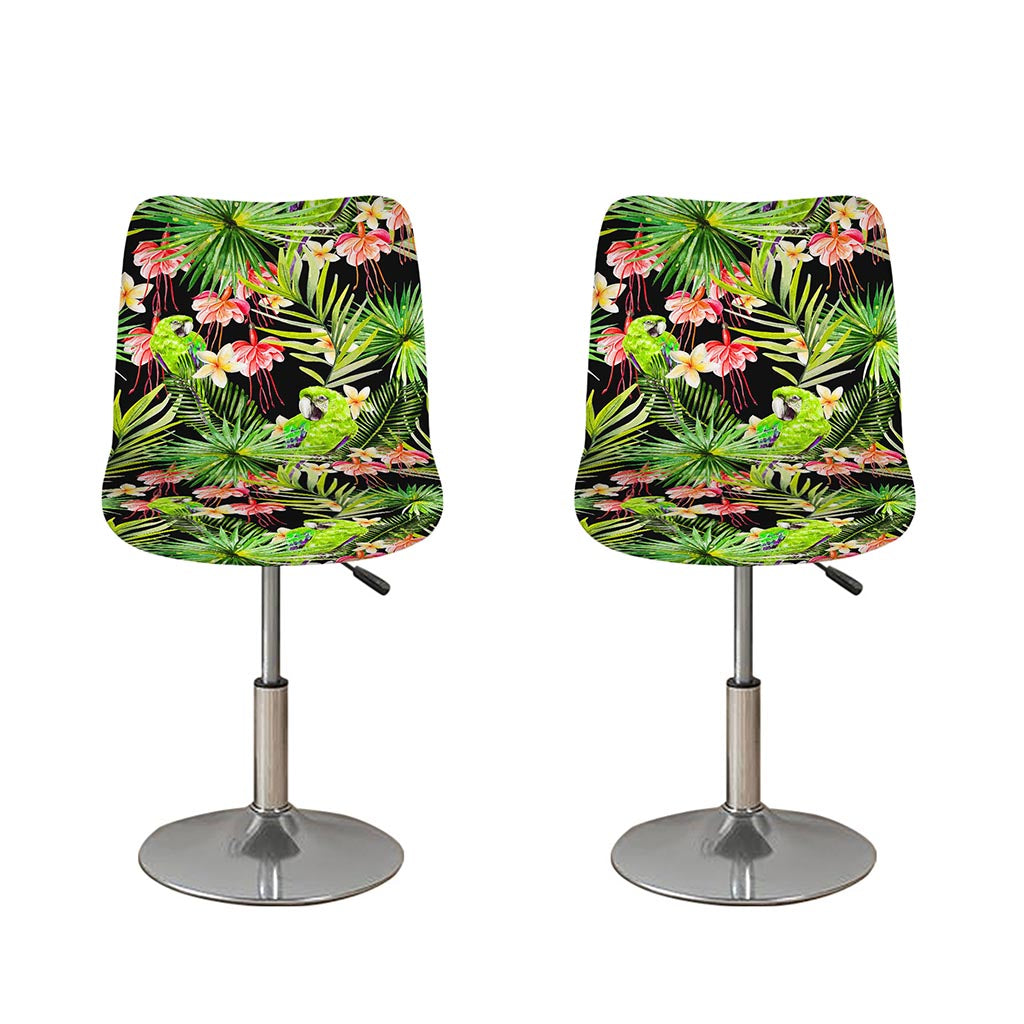 Tropical Hawaiian Parrot Pattern Print Bar Stool Covers