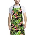 Tropical Hawaiian Parrot Pattern Print Bib Apron With Pocket