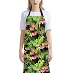 Tropical Hawaiian Parrot Pattern Print Bib Apron With Pocket