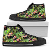 Tropical Hawaiian Parrot Pattern Print Black High Top Sneakers