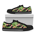 Tropical Hawaiian Parrot Pattern Print Black Low Top Sneakers