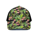 Tropical Hawaiian Parrot Pattern Print Black Mesh Trucker Hat