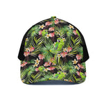 Tropical Hawaiian Parrot Pattern Print Black Mesh Trucker Cap