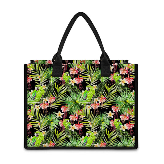 Tropical Hawaiian Parrot Pattern Print Canvas Tote Bag