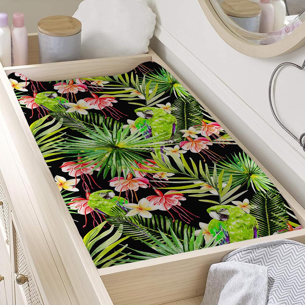 Tropical Hawaiian Parrot Pattern Print Changing Pad Cover