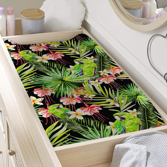 Tropical Hawaiian Parrot Pattern Print Changing Pad Cover
