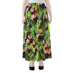 Tropical Hawaiian Parrot Pattern Print Chiffon Maxi Skirt