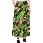 Tropical Hawaiian Parrot Pattern Print Chiffon Maxi Skirt