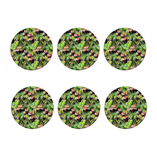Tropical Hawaiian Parrot Pattern Print Coaster Set