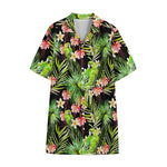 Tropical Hawaiian Parrot Pattern Print Cotton Hawaiian Shirt
