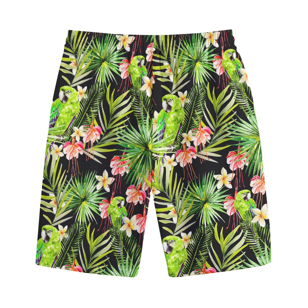 Tropical Hawaiian Parrot Pattern Print Cotton Shorts