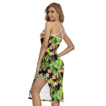 Tropical Hawaiian Parrot Pattern Print Cross Back Cami Dress