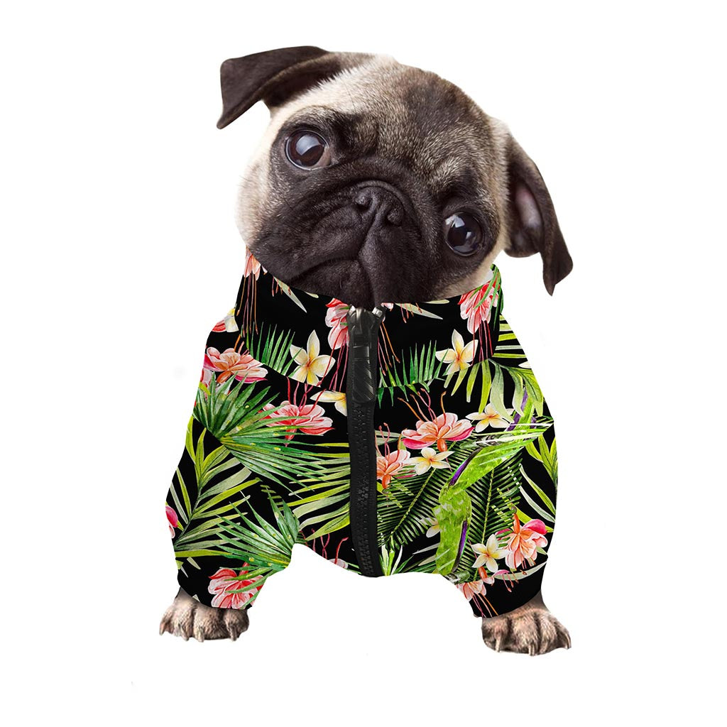 Tropical Hawaiian Parrot Pattern Print Dog Zip Up Jacket