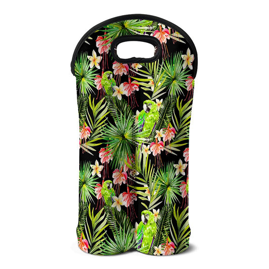 Tropical Hawaiian Parrot Pattern Print Double Neoprene Wine Tote