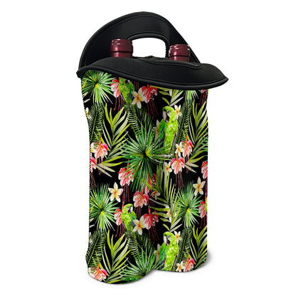 Tropical Hawaiian Parrot Pattern Print Double Neoprene Wine Tote