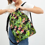 Tropical Hawaiian Parrot Pattern Print Drawstring Backpack