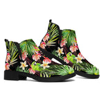 Tropical Hawaiian Parrot Pattern Print Flat Ankle Boots