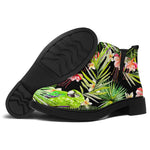Tropical Hawaiian Parrot Pattern Print Flat Ankle Boots