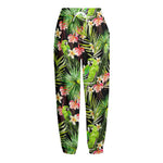 Tropical Hawaiian Parrot Pattern Print Fleece Lined Knit Pants