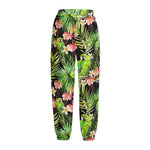 Tropical Hawaiian Parrot Pattern Print Fleece Lined Knit Pants