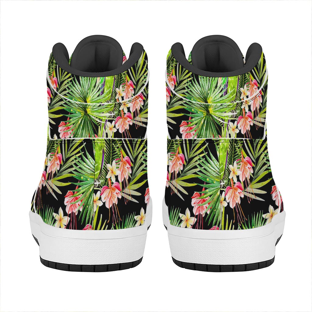 Tropical Hawaiian Parrot Pattern Print High Top Leather Sneakers