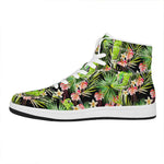 Tropical Hawaiian Parrot Pattern Print High Top Leather Sneakers
