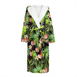 Tropical Hawaiian Parrot Pattern Print Hooded Bathrobe
