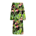 Tropical Hawaiian Parrot Pattern Print Hooded Bathrobe