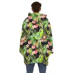 Tropical Hawaiian Parrot Pattern Print Hoodie Blanket