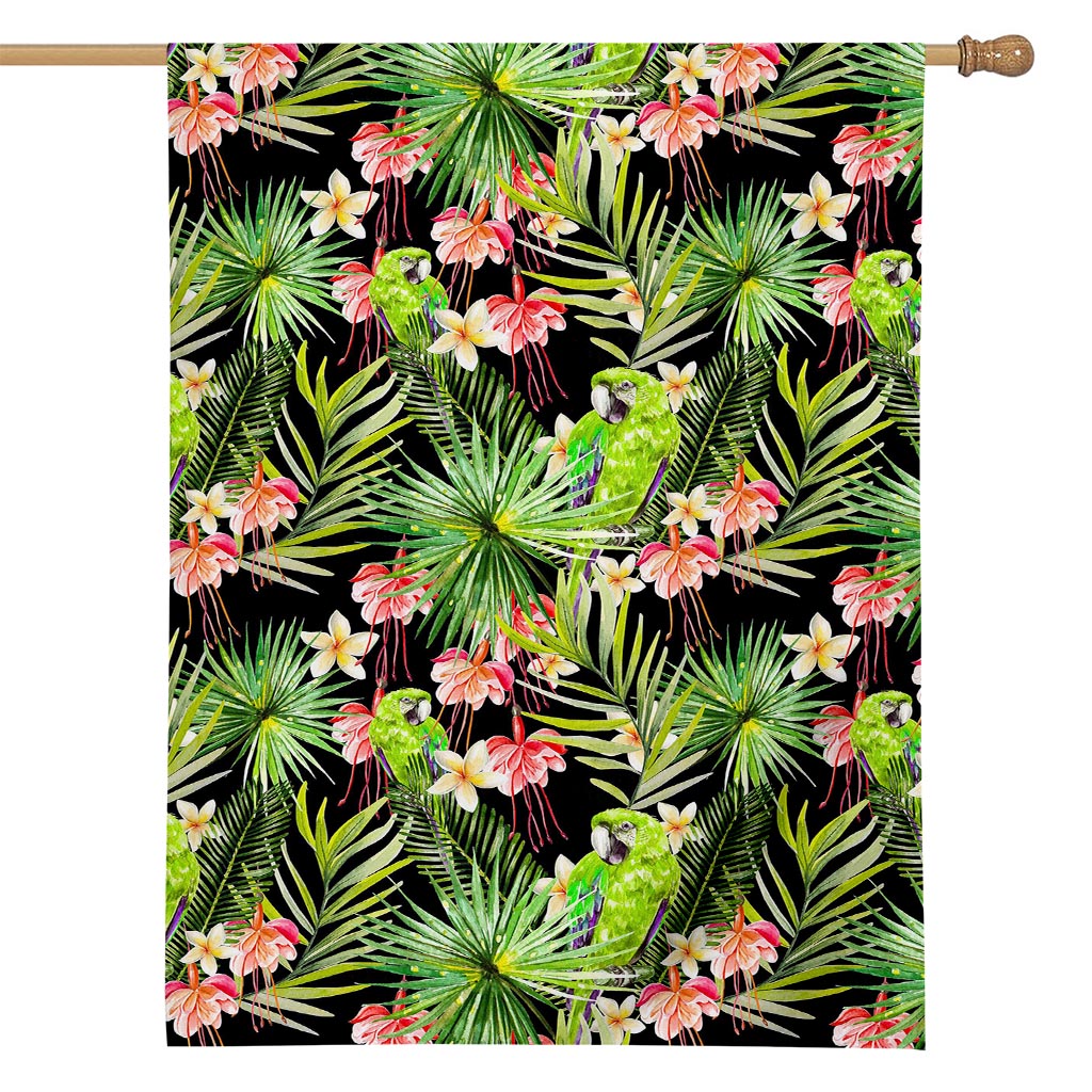 Tropical Hawaiian Parrot Pattern Print House Flag