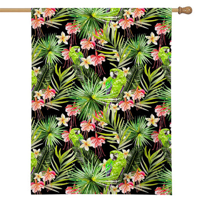 Tropical Hawaiian Parrot Pattern Print House Flag