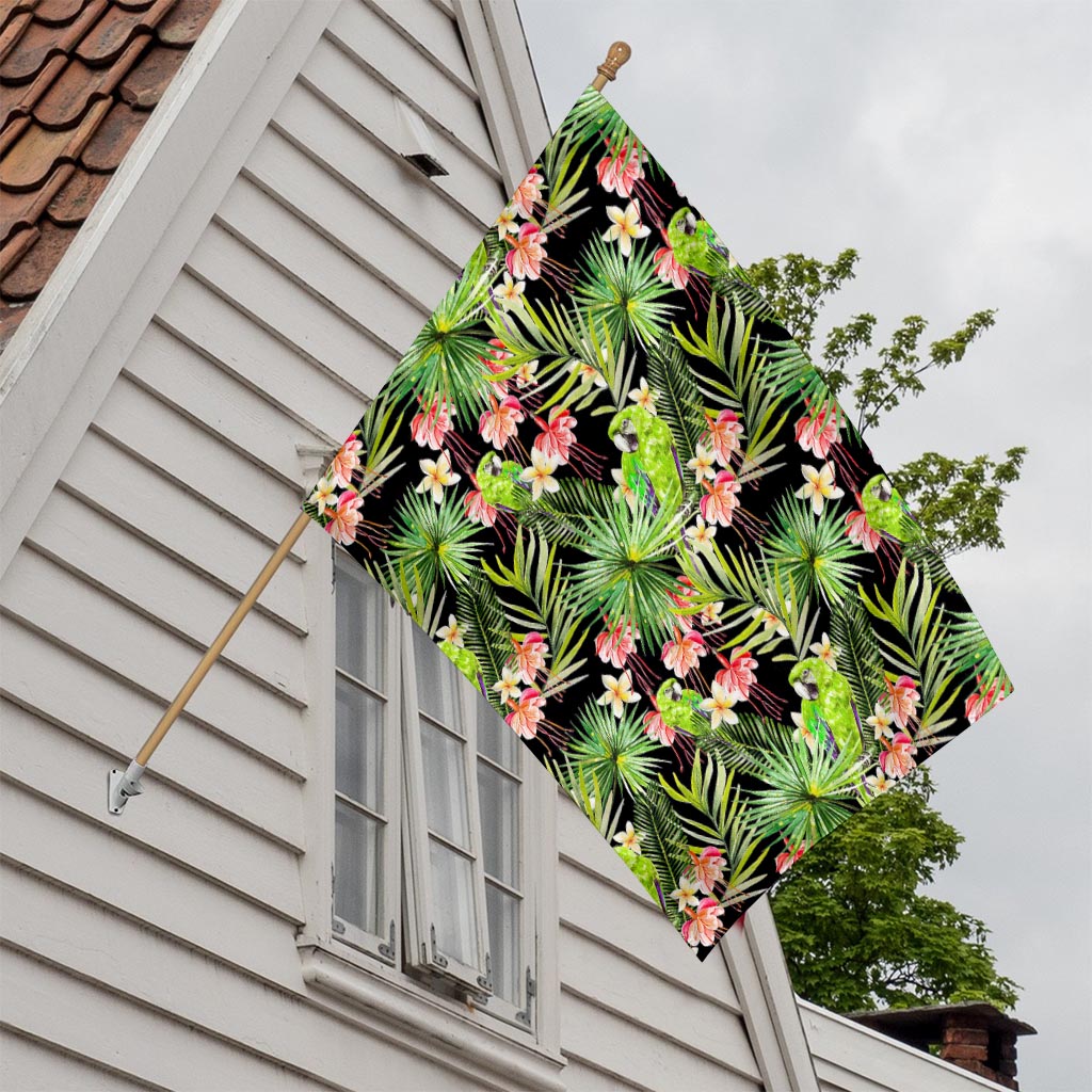 Tropical Hawaiian Parrot Pattern Print House Flag